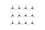 Set of twelve clear grey 3-blade propellers for RC drones arranged in a 3x4 grid against a white background.