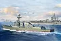 Box art illustration of the I Love Kit 1/200 USS Oscar Austin DDG-79 Destroyer model navigating ocean waters alongside an aircraft carrier.