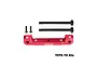 GPM red aluminium front upper suspension mount with two hinge pins and two screws on a white background.