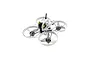 CaddxFPV Curve Micro FPV drone in white with protective propeller ducts, FPV camera, and antenna against a dark background.