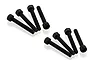 Eight black metal cap head screws arranged in two groups of four on a white background.
