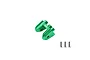 GPM aluminium front lower suspension link stabiliser in green with three mounting screws on a plain background.