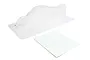 Kyosho MP10e TK12 unpainted clear body shell and decal sheet on a white background