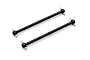 Two black metal RC driveshafts with cross pins at both ends against a clean white background.
