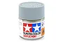 A 10ml glass jar of Tamiya XF-23 Light Blue flat acrylic paint with a grey ribbed screw-on cap, set against a white background.