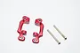 GPM aluminium front hub carriers in red with two metal screws displayed against a plain white background.