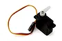 UDI RC rudder servo with black plastic housing, attached white horn, and a three-wire cable with a connector against a white background.