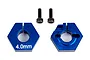 Factory Team blue anodised aluminium 12mm clamping wheel hexes with 4mm offset and two socket head screws.