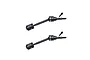 Two black metal CVD driveshafts with grub screws from GPM Racing against a clean white background.