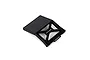 Black molded plastic chassis plate or skid plate component for an RC vehicle on a white background.