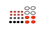 RGT shock rebuild set containing various red and black rubber o-rings and seals arranged on a white background.