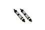 Two complete RC shock absorbers with black springs, silver threaded bodies, and black plastic ends against a plain white background.