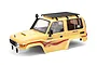 Yellow RGT 1/10 Intruder assembled and painted body shell featuring a roof rack, snorkel, and driver figure.