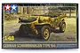 Tamiya 1/48 scale German Schwimmwagen Type 166 model kit box art showing a camouflaged amphibious vehicle in a street scene.