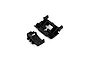 Black molded plastic servo and rear upper link mount parts set for an RGT RC car against a plain white background.