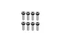 A set of eight RGT fine thread cap head screws arranged in two rows of four against a clean white background.