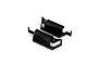 Two black molded plastic dust guards designed for rear left and right sides, shown on a plain white background.
