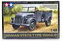 Tamiya 1/48 scale German Steyr Type 1500A/01 truck plastic model kit box art showing a painted illustration of the military vehicle on a dirt road.