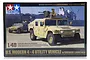 Tamiya 1/48 scale U.S. Modern 4x4 Utility Vehicle model kit box art featuring two tan Humvees with a gunner on a desert backdrop.
