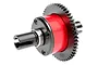 Team Corally steel and aluminium 52T complete differential in red and black against a white background.