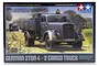Tamiya 1/48 scale German 3-ton 4x2 cargo truck plastic model kit box art showing a grey truck on a dirt road.