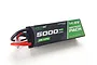 On-It RC 14.8V 5000mAh 100C 4S Hard Case LiPo Battery with black case, green branding, and attached wires on a white background.