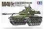 Tamiya 1/35 scale M41 Walker Bulldog U.S. tank plastic model kit box art showing a detailed illustration of the green tank with a commander figure.