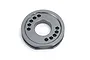 Grey anodized aluminium motor mount plate for RC cars, featuring a circular design with multiple mounting holes.