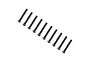 Ten black button head RC screws arranged in a diagonal line on a plain white background.