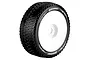 Louise 3.3-inch B-Groove pin tread RC buggy tyre mounted on a white dished wheel rim against a white background.