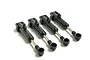 Four black WPL RC shock absorbers laid out on a clean white background.