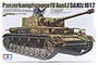 Tamiya 1/35 scale Panzerkampfwagen IV Ausf.J model kit box art showing a camouflaged German tank with a crew member in the turret.