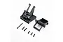 Losi clipless body mount set shown from above against a white background, featuring molded plastic mounts and assorted metal screws.