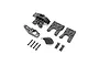 Losi Centre Diff Mount Set displayed on a clean white background, including molded plastic brackets, guards, and screws.