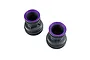 Two light grey RC monster truck rims with purple accent rings from Losi, shown against a plain white background.