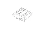 Line drawing diagram of an MJX RC rear bulkhead spare part showing mounting tabs and structural contours.