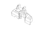 Line art diagram of the MJX RC rear bulkhead mount spare part.