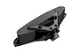 Studio product shot of an MJX RC black plastic and foam front bumper spare part against a white background.