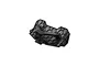 Black plastic MJX RC rear bumper with a honeycomb textured surface isolated on a white background.
