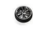 Spektrum 45mm IXSR replacement transmitter wheel featuring a shiny dark chrome rim and black foam outer tire against a clean white background.