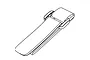 Black and white line drawing of a battery strap for an RC vehicle on a plain background.