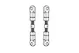 Black and white technical line drawing of two adjustable RC steering tie rods with ball joints on both ends.
