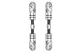 Black and white technical line drawing of two MJX RC turnbuckles featuring threaded rods and ball ends.