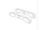 Line drawing of two MJX RC suspension arm pin braces with mounting holes against a white background.