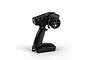 Spektrum DX3 Smart DSMR 2.4GHz RC transmitter in black on a white background, viewed from an angle showing controls and steering wheel.