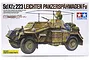 Box art for Tamiya 1/35 scale Sd.Kfz. 223 German Leichter Panzerspahwagen model kit showing an illustration of the armoured vehicle with a crew member.