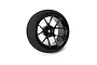 Spektrum black aluminium wide spoke transmitter wheel with a foam grip against a plain white background.
