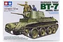 Tamiya 1/35 scale Russian BT-7 Model 1937 tank plastic model kit box art featuring a painted illustration of the tank with two crew figures.