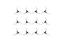Set of twelve clear grey 3-blade RC drone propellers arranged in a 4x3 grid against a plain white background.