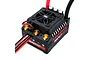 Rocket RC 160A brushless electronic speed controller with cooling fan, gold connectors, and red and black wires against a white background.